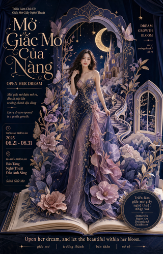 Poster triển lãm giấc mơ phong cách giấy nổi
