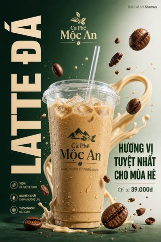 Poster latte đá Cà Phê Mộc An