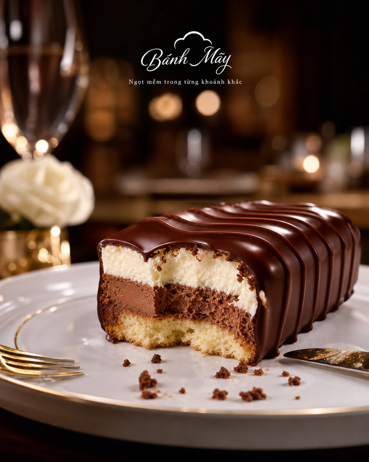 Ảnh quảng cáo sản phẩm siêu thực: một chiếc bánh snack chocolate cổ điển hư cấu