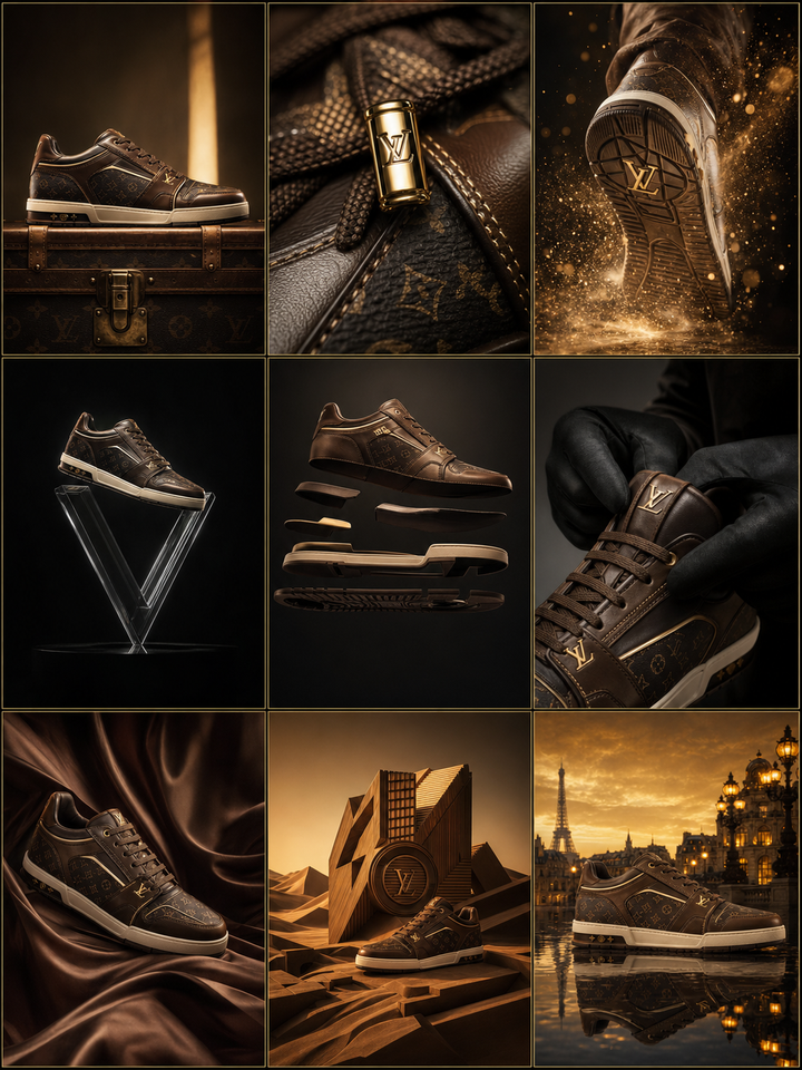 Tạo hình ảnh: { "campaign_metadata": { "brand_identity": "Louis Vuitton Malletie