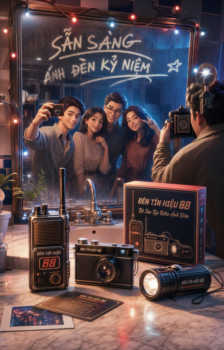 Selfie gương phong cách sci-fi retro 3D
