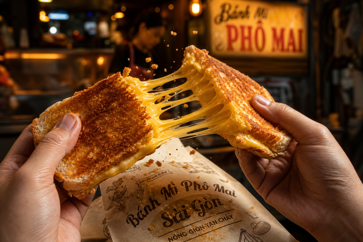 Bánh mì phô mai kéo sợi kiểu Sài Gòn