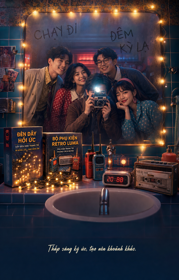 Ảnh selfie gương phong cách sci-fi retro 3D