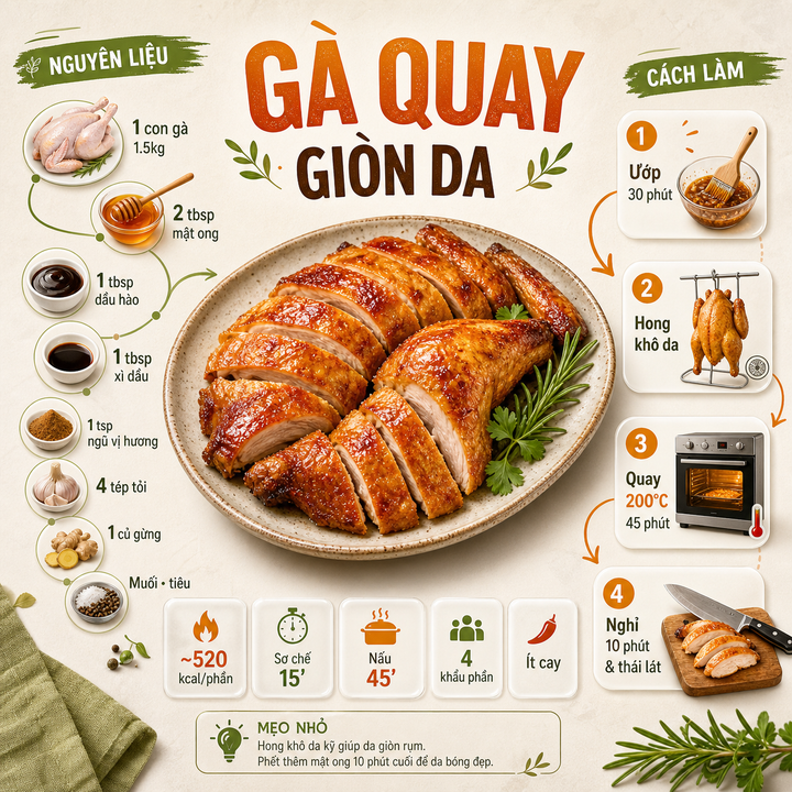 Infographic công thức gà quay hiện đại