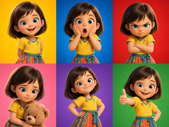 Cô bé hoạt hình 3D với nhiều biểu cảm