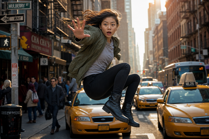Cú nhảy giữa phố New York