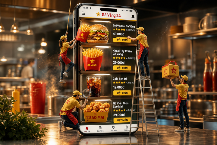 Quảng cáo app đặt món Gà Vàng 24