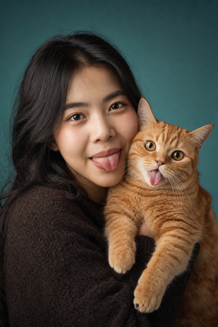 Chân dung cô gái Việt ôm mèo cam