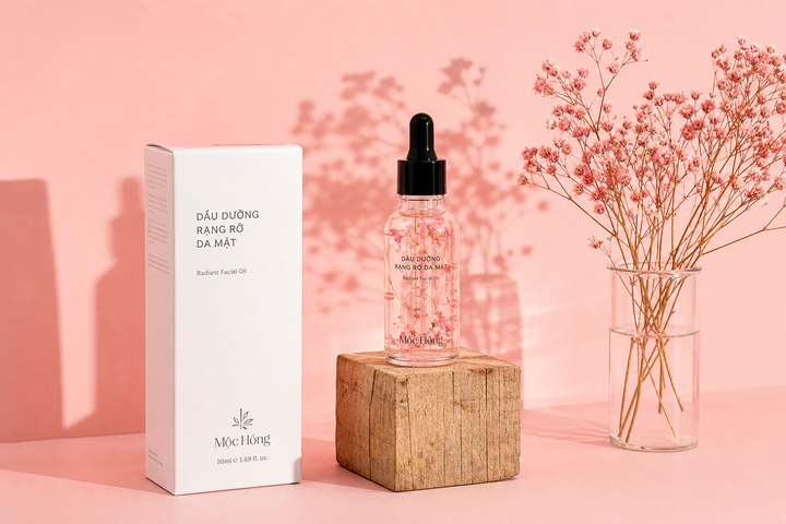 Serum dưỡng da Mộc Hồng phong cách studio tối giản