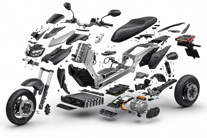 Xe máy điện đô thị dạng exploded view