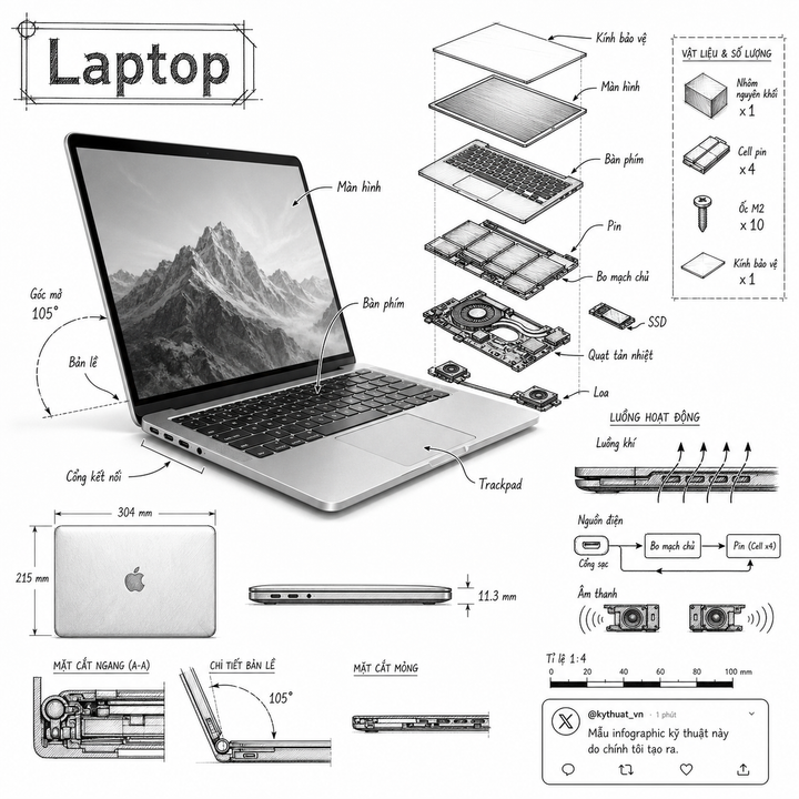 Infographic kỹ thuật laptop