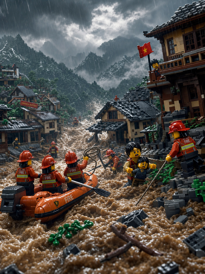 Cứu hộ lũ quét LEGO trên núi