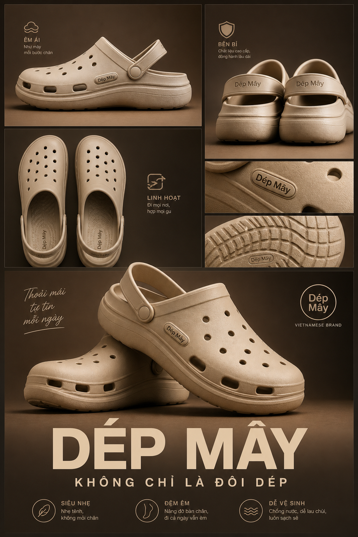 Poster quảng cáo giày clog Dép Mây