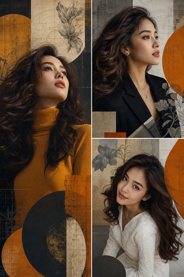 Chân dung thời trang collage hiện đại