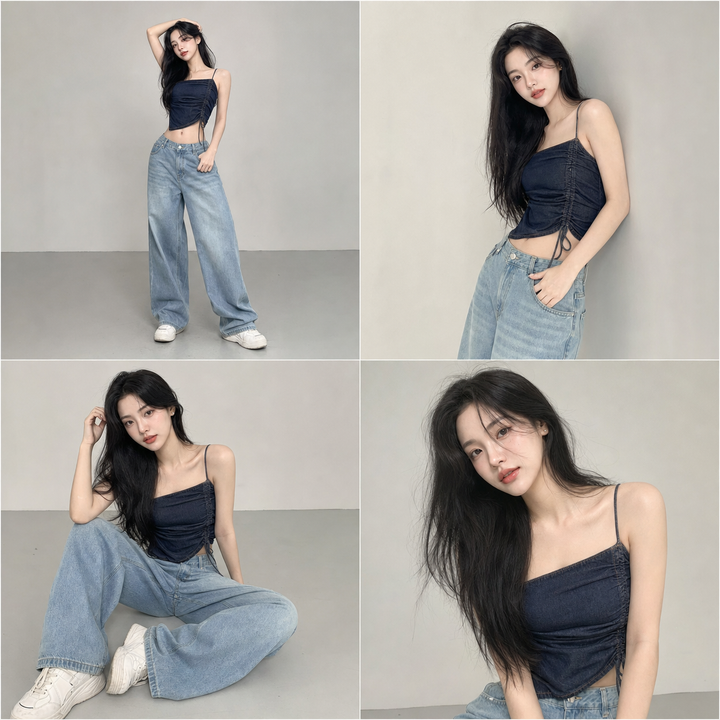 Chân dung thời trang nữ với denim street style