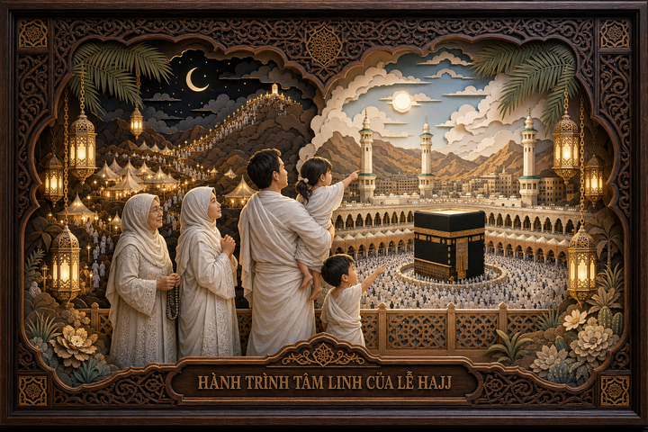 Diorama giấy hành trình lễ Hajj