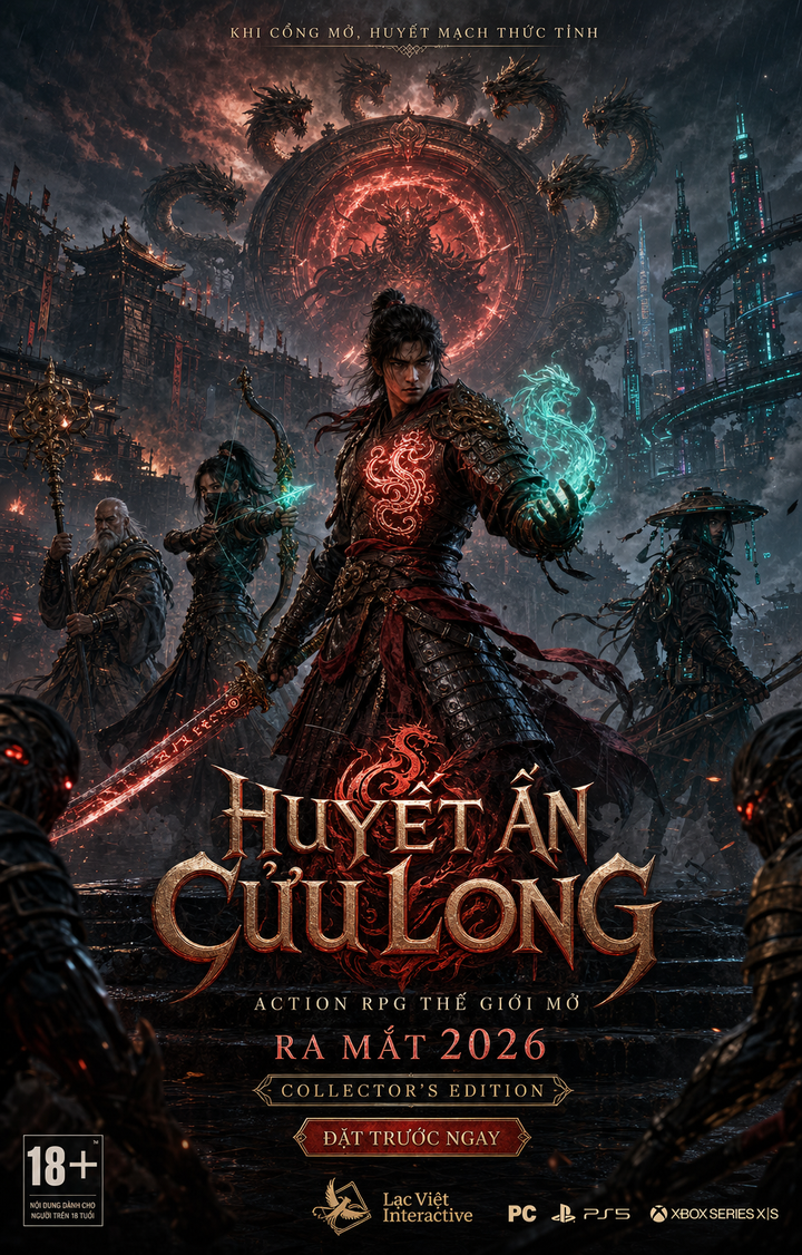 Poster game Huyết Ấn Cửu Long phong cách dark fantasy
