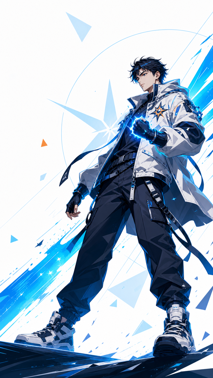 Minh Khang phong cách anime streetwear xanh dương
