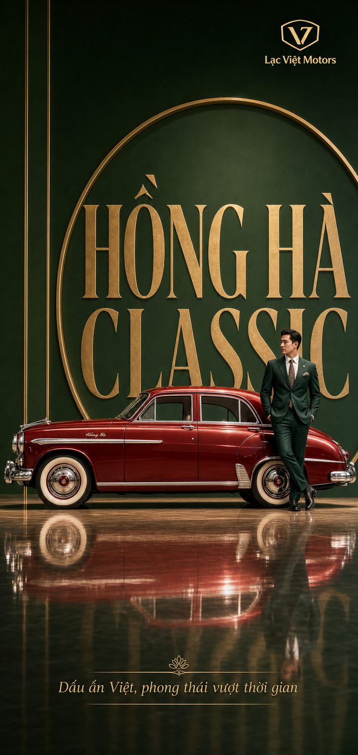 Poster quảng cáo ô tô cổ Hồng Hà Classic sang trọng