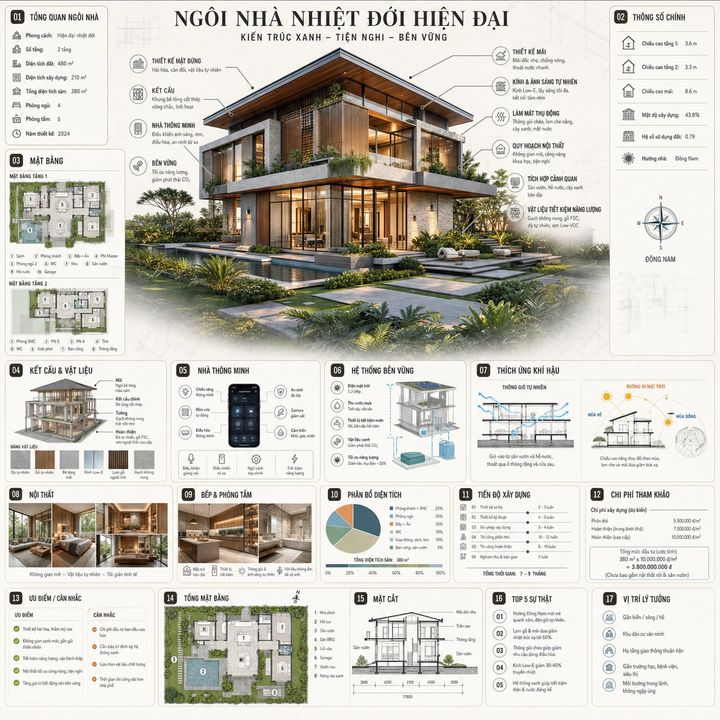 Infographic biệt thự nhiệt đới hiện đại