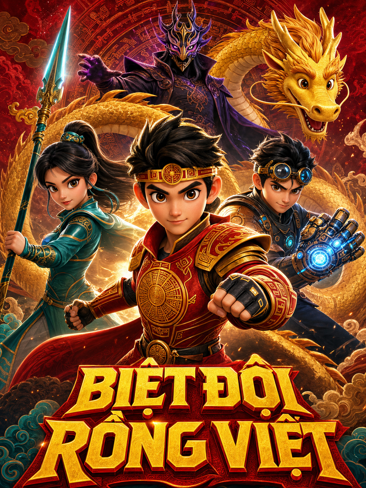 Biệt đội rồng Việt phong cách poster hoạt hình 3D