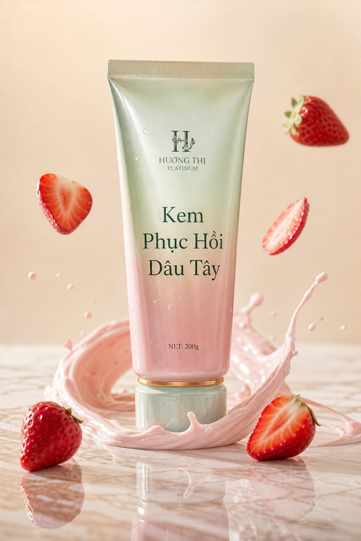 Kem phục hồi dâu tây trên nền đá cẩm thạch