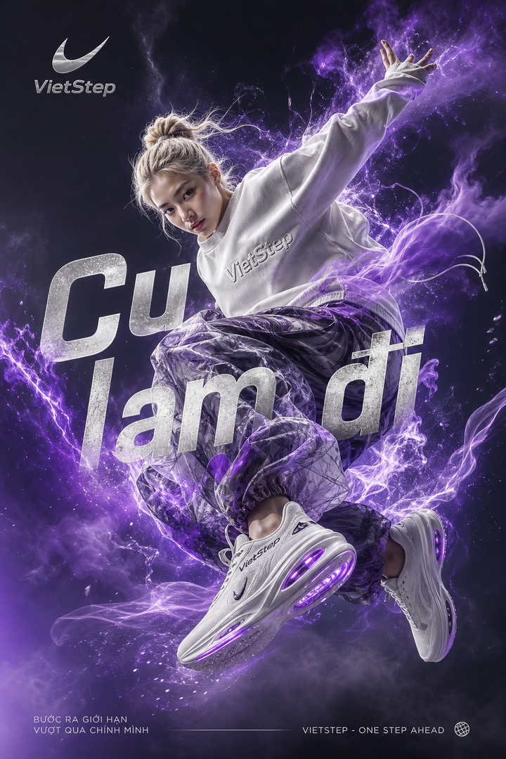 Quảng cáo sneaker VietStep năng lượng tím