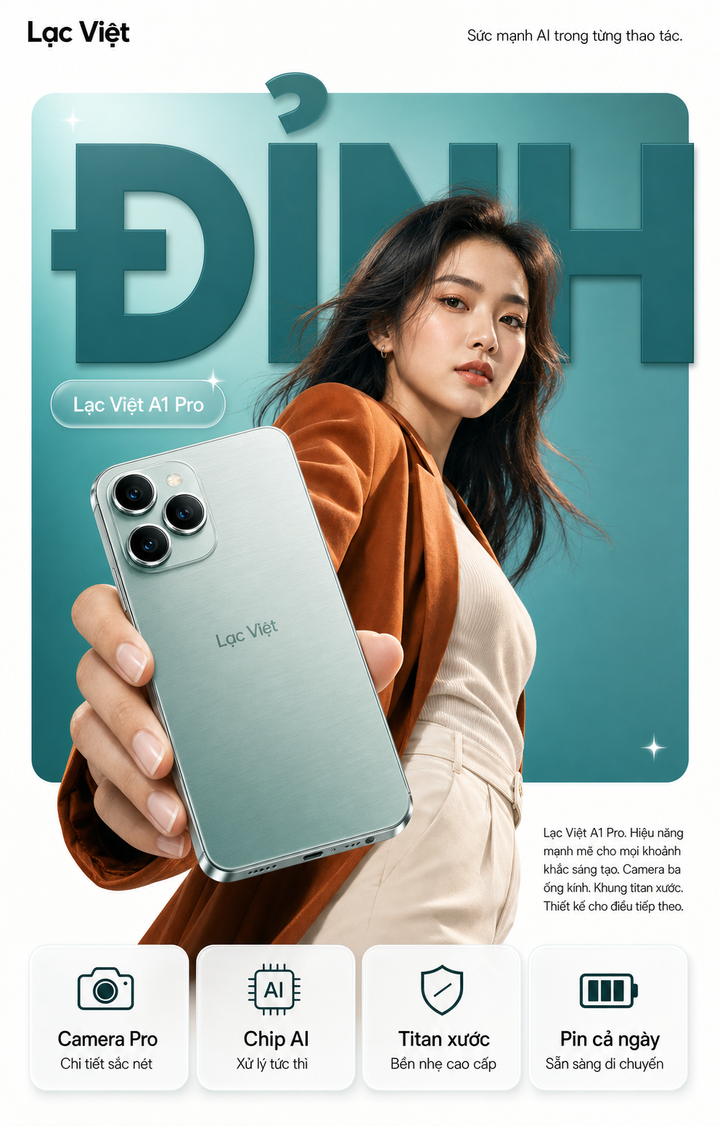 Poster điện thoại Lạc Việt A1 Pro phong cách cao cấp