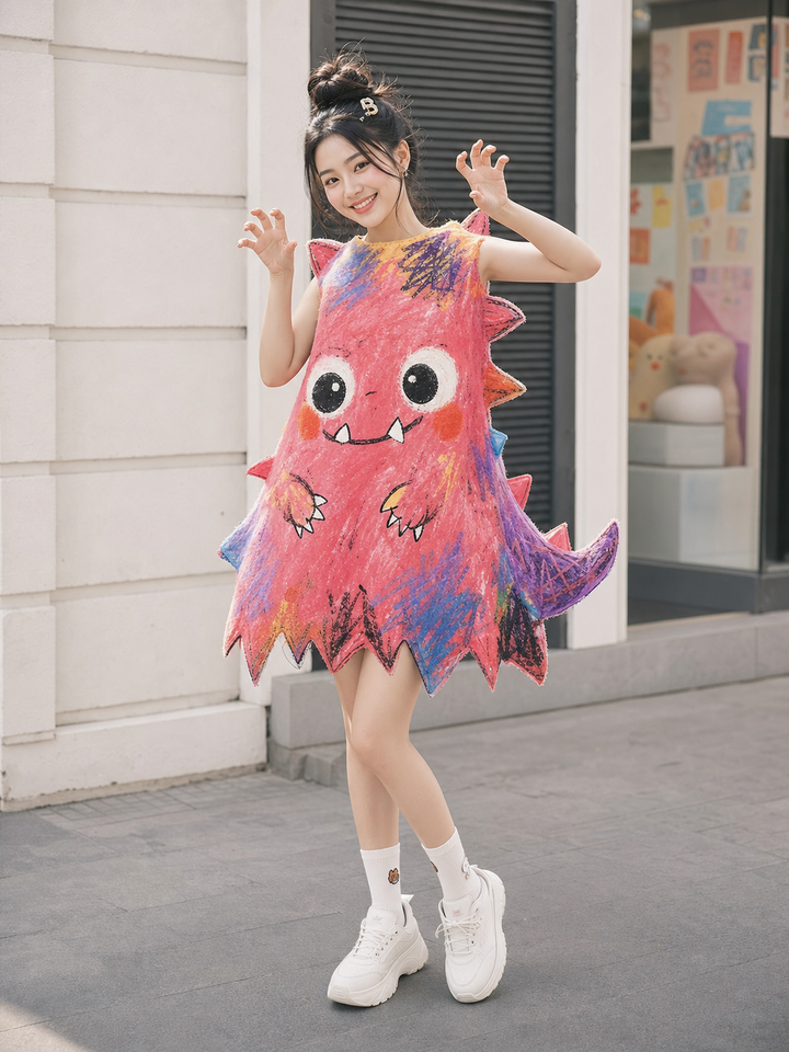 Váy quái vật graffiti dễ thương