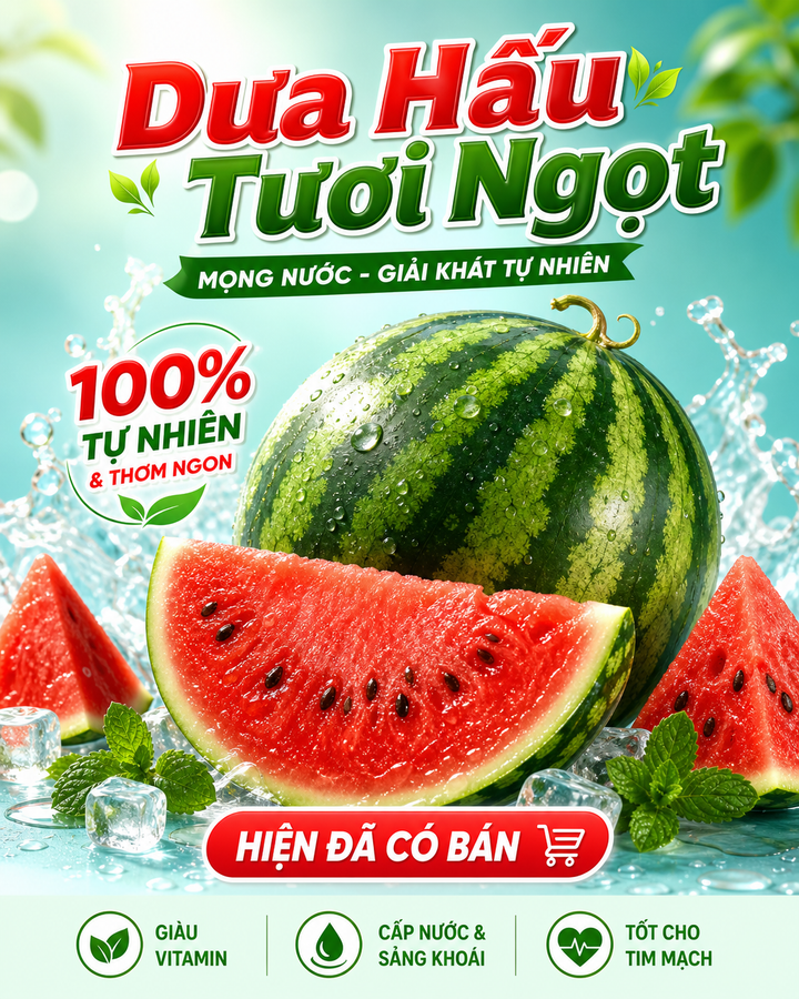 Poster quảng cáo dưa hấu tươi mát