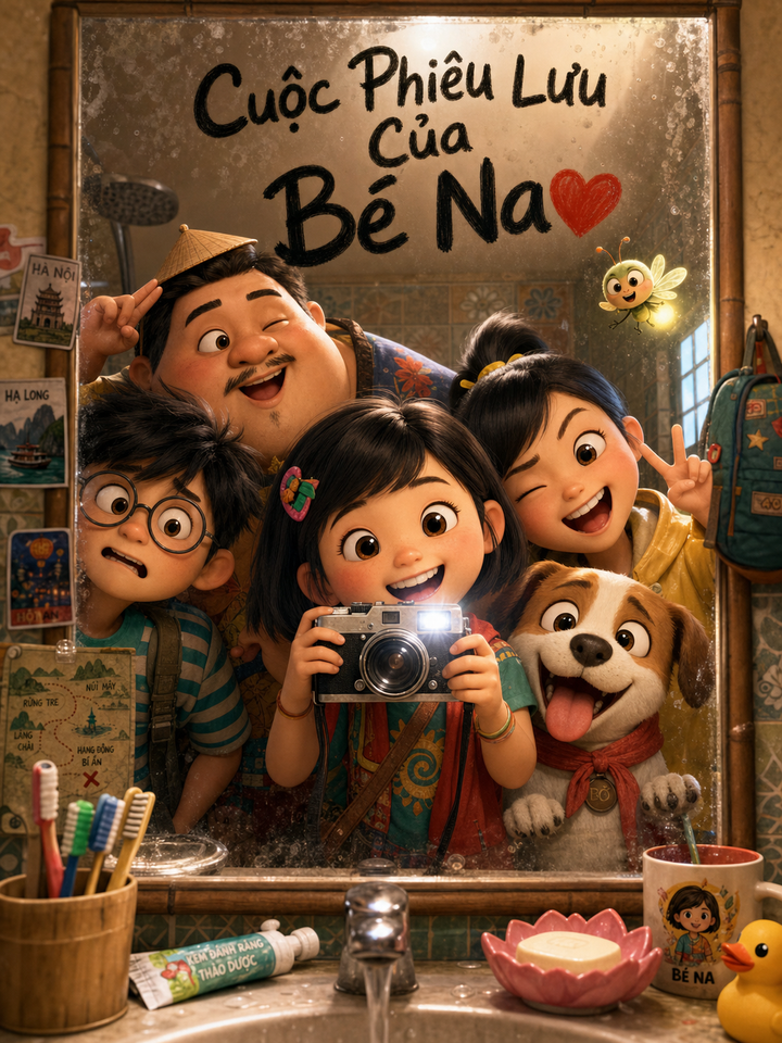 Selfie 3D vui nhộn của Bé Na và bạn bè