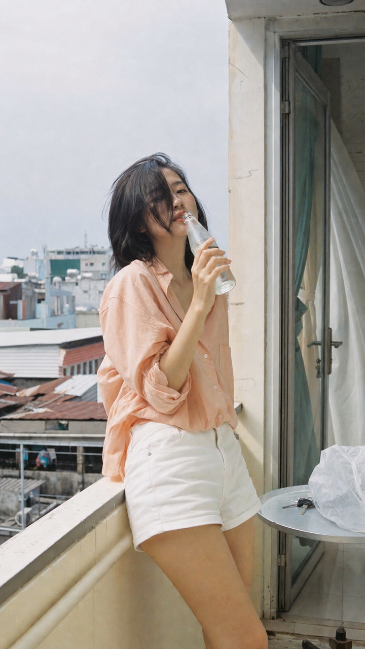 Chân dung ban công mùa hè kiểu film Nhật