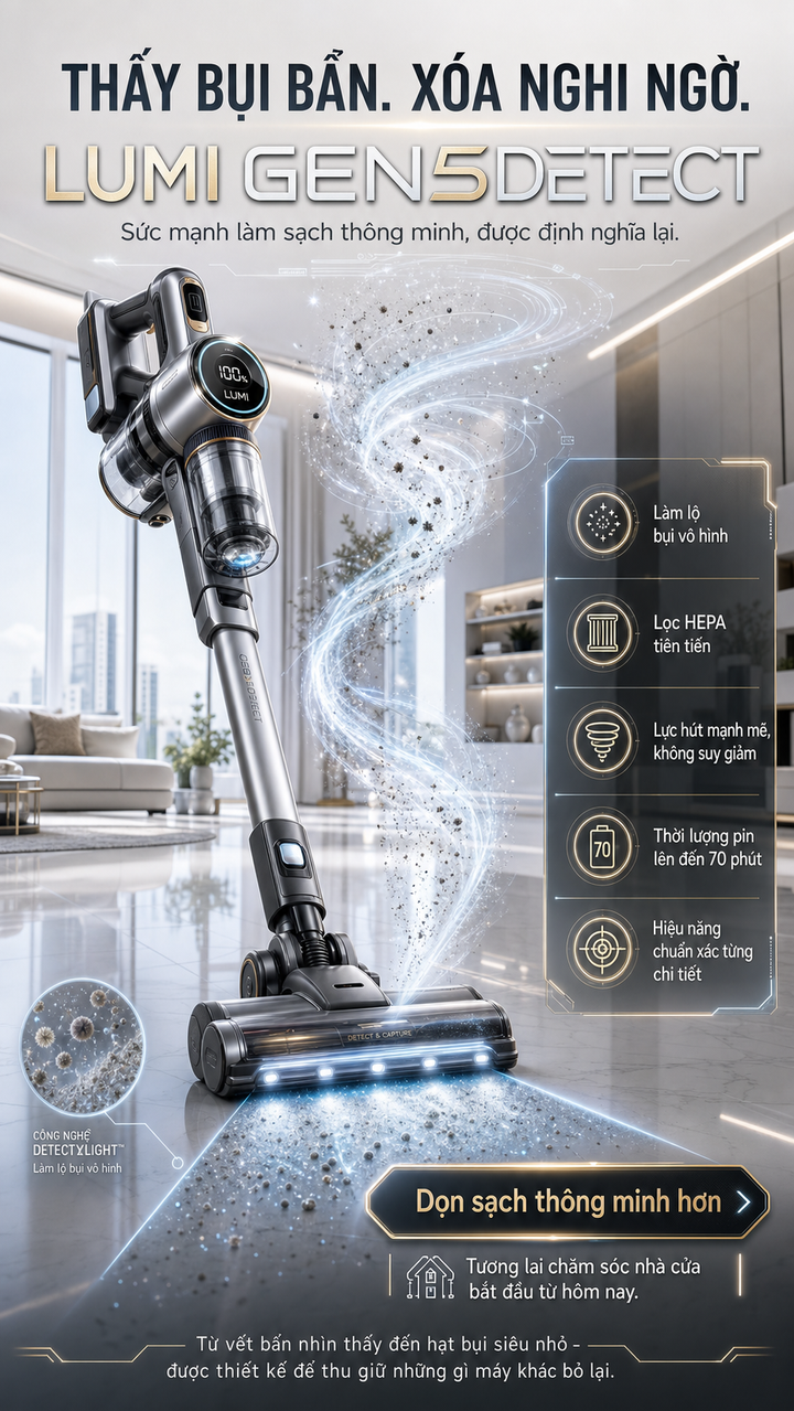 Máy hút bụi Lumi GEN5DETECT trong poster cao cấp