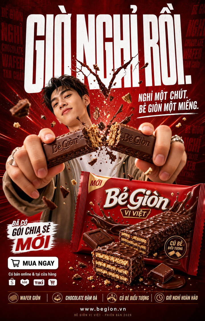 Poster chocolate Bẻ Giòn với cú bẻ bùng nổ