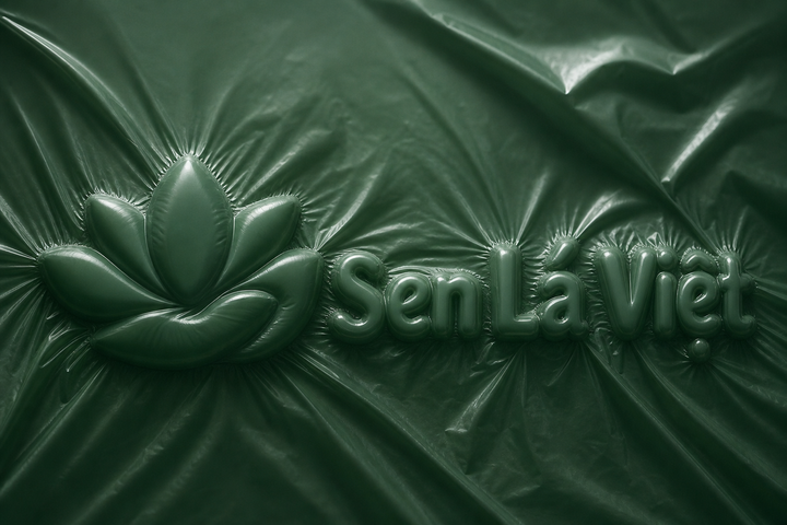 Logo Sen Lá Việt bọc màng xanh đơn sắc