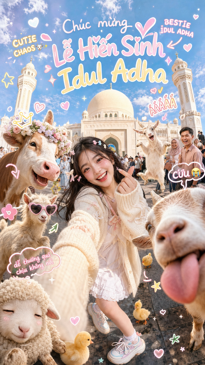 Selfie Idul Adha hỗn loạn dễ thương