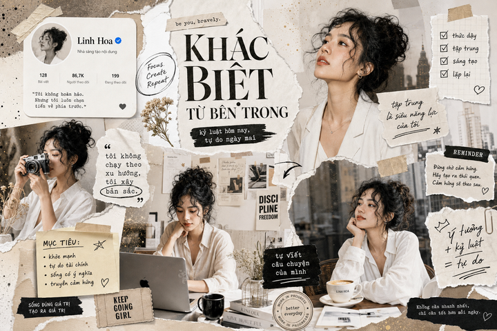 Poster truyền cảm hứng phong cách collage editorial