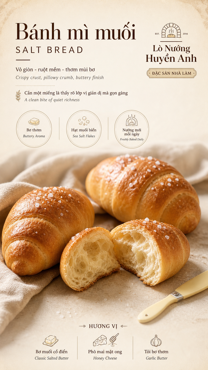 Bánh mì muối áp phích quảng cáo tiệm nướng
