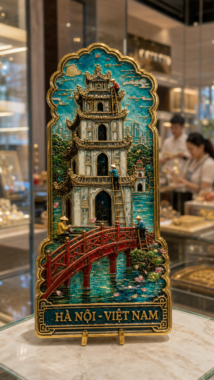 Nam châm tủ lạnh Hà Nội men cloisonne cao cấp