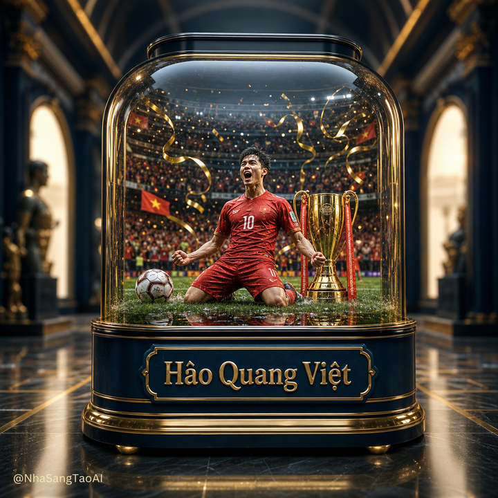 Vòm kính bóng đá Việt Nam trưng bày phong cách 3D