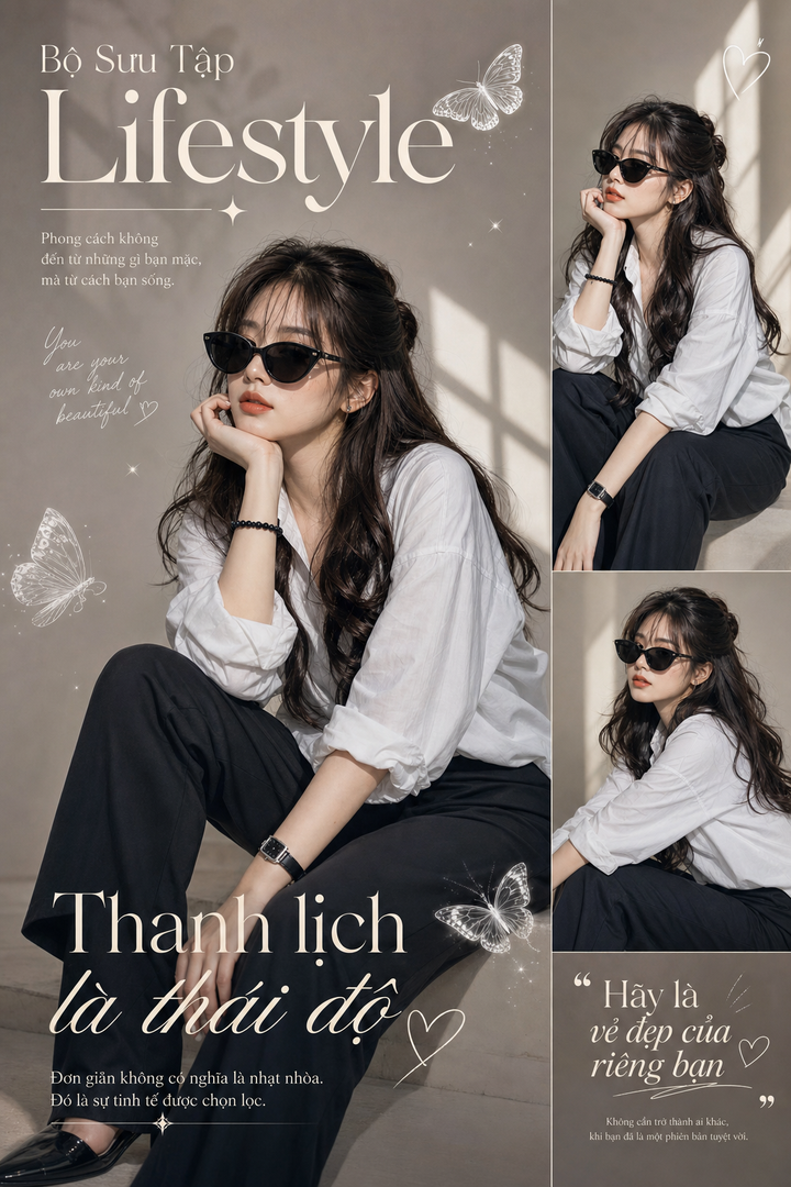 Poster lifestyle thanh lịch với chân dung thời trang