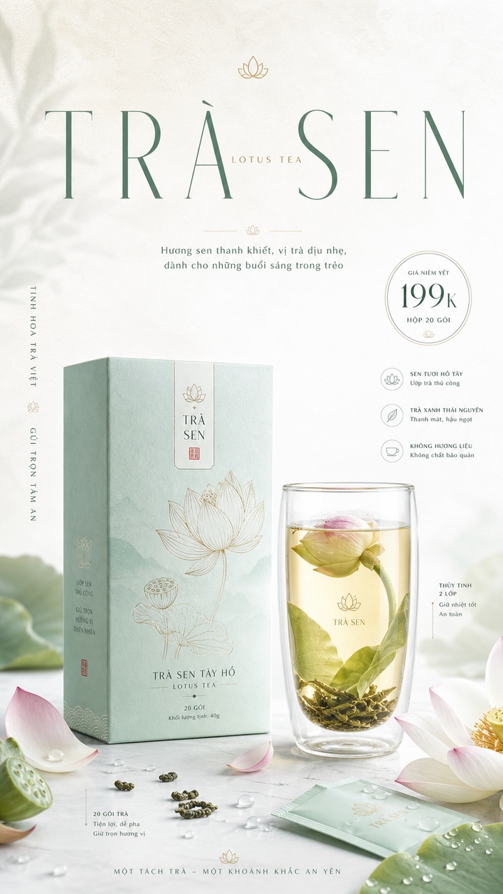Trà sen Tây Hồ phong cách quảng cáo mùa hè
