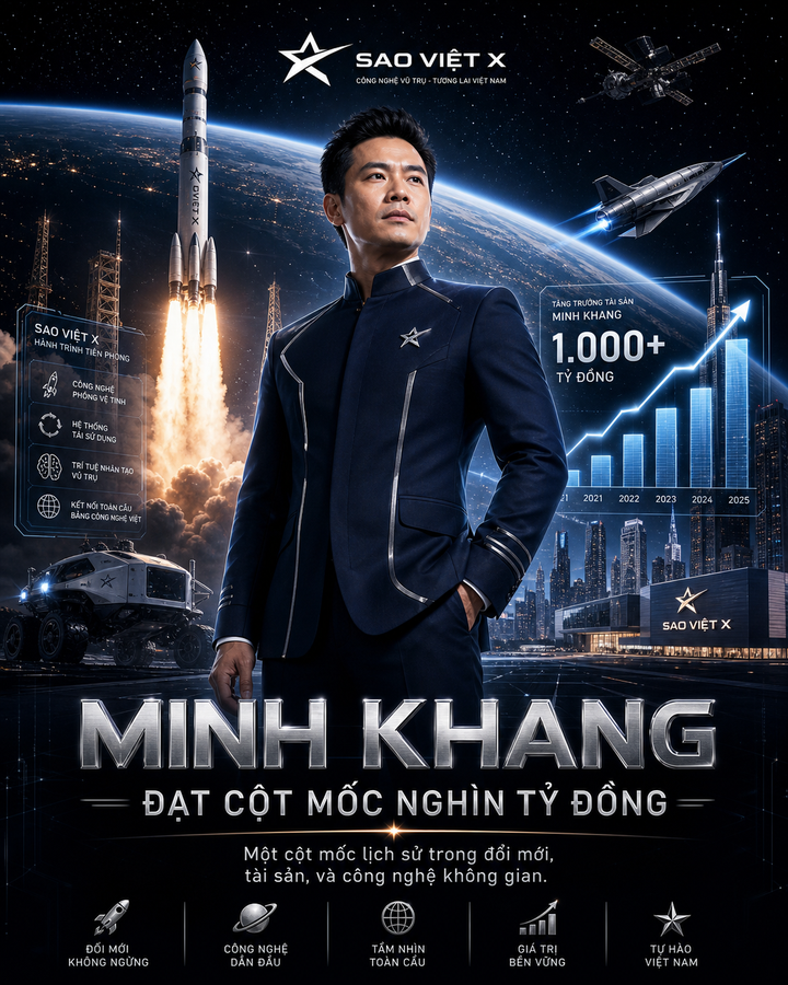 Poster công nghệ vũ trụ với doanh nhân Minh Khang