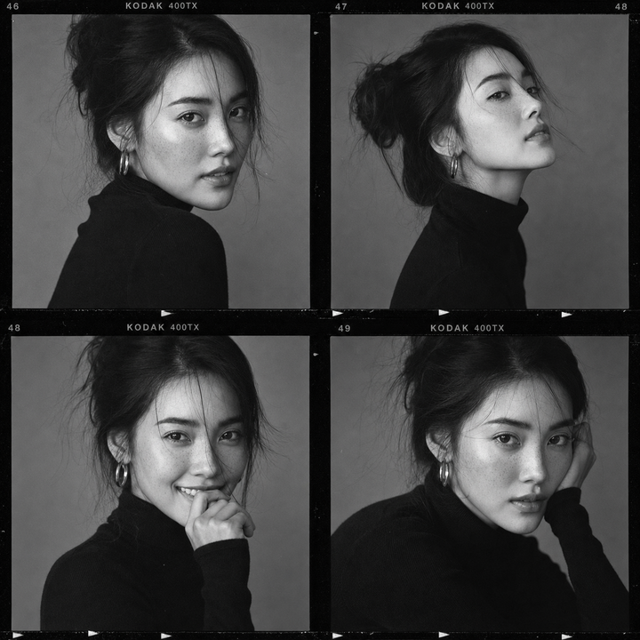 Chân dung contact sheet đen trắng phong cách thời trang