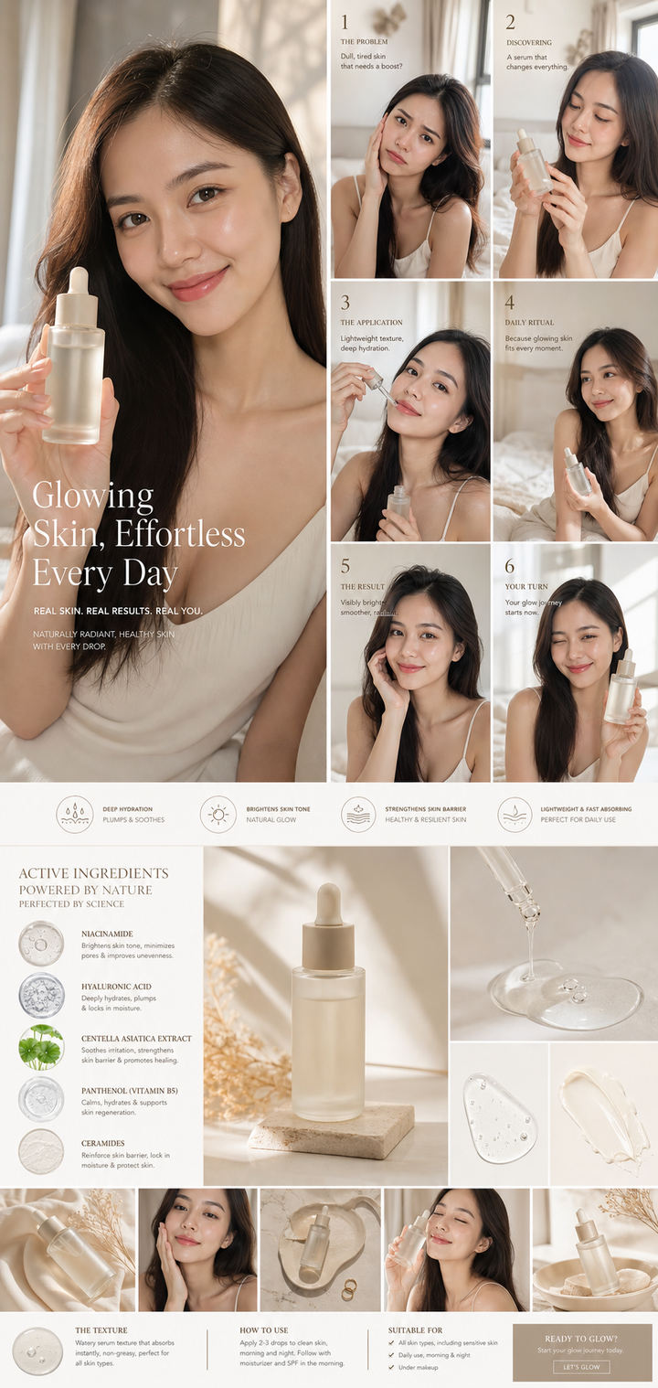 Serum dưỡng da trong moodboard quảng cáo skincare
