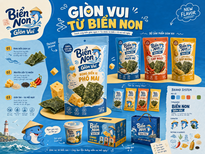 Bao bì snack rong biển Biển Non phong cách vui nhộn