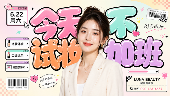 Poster thử trang điểm cuối tuần phong cách pop