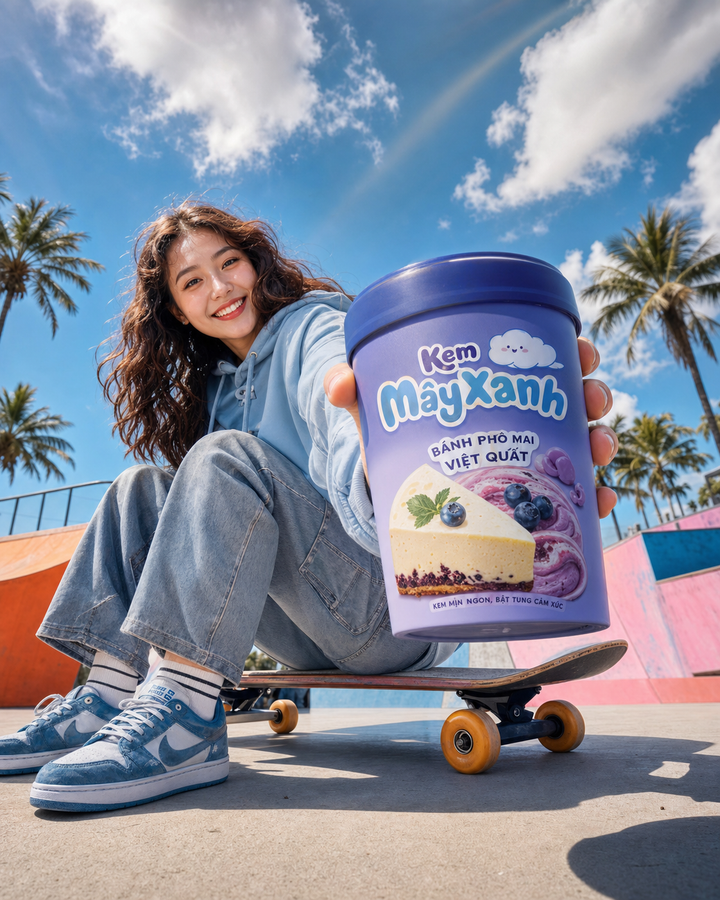 Kem Mây Xanh trong quảng cáo skatepark mùa hè