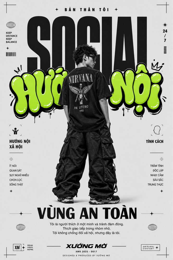 Poster hướng nội streetwear với graffiti xanh neon