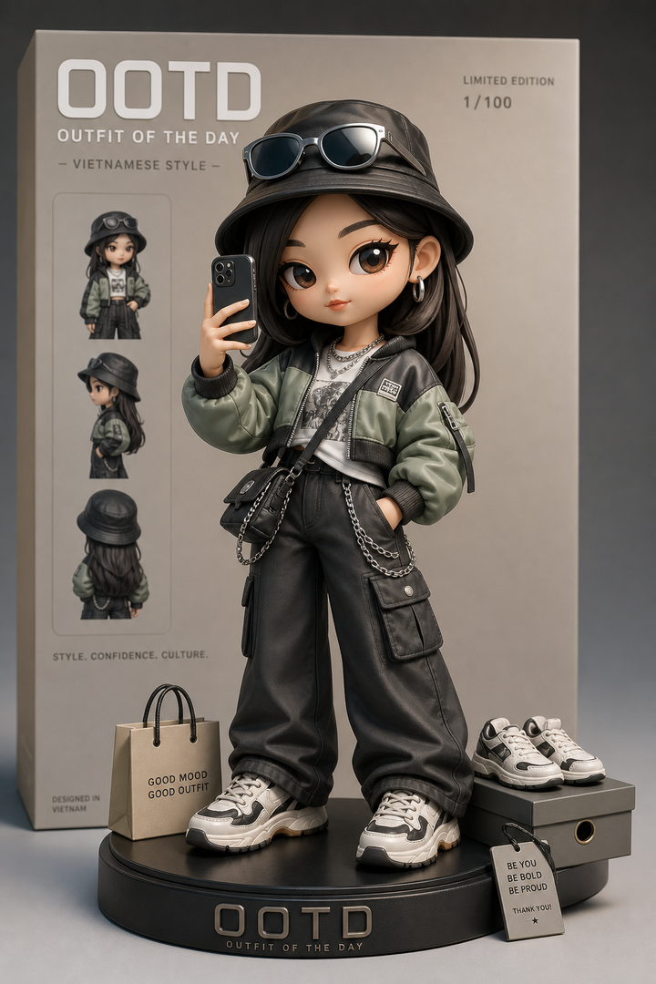 Tượng art toy OOTD phong cách streetwear Việt